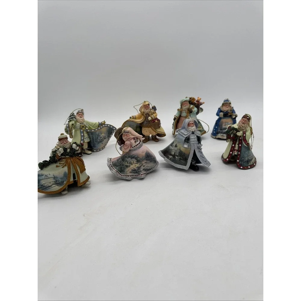 8 Vintage Ashton Drake Thomas Kinkade Old‎ World Santa Ornaments New With Tags